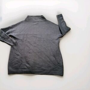 Sweater Mens Medium Gray Mock Neck Tight Knit Stretch Pullover Long Sleeve